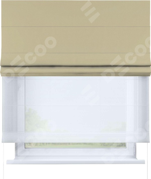 Римская штора «Кортин» день-ночь, ткань блэкаут однотонный, кофейный