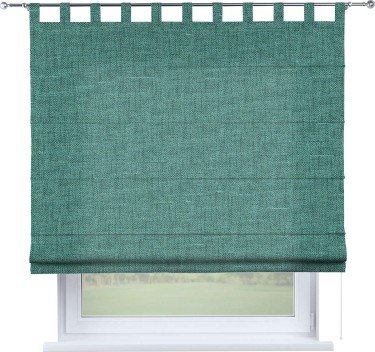 Римская штора на петлях «Кортин», ткань лён кашемир бирюзовый