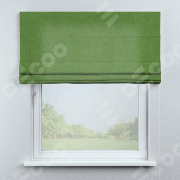 Римская штора «Кортин» для проема, ткань вельвет салатовый