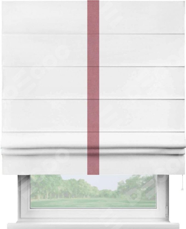 Римская штора «Кортин» с кантом Хайвэй, для проема, ткань вельвет белый