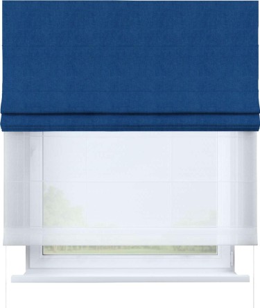 Римская штора «Кортин» день-ночь, ткань вельвет синий