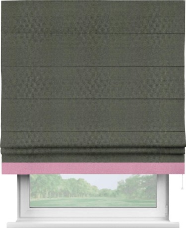 Римская штора «Кортин» с кантом Джестер, для проема, ткань лён димаут, графит