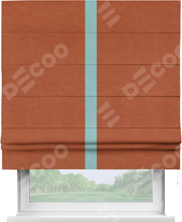 Римская штора «Кортин» с кантом Хайвэй, для проема, ткань вельвет терракотовый