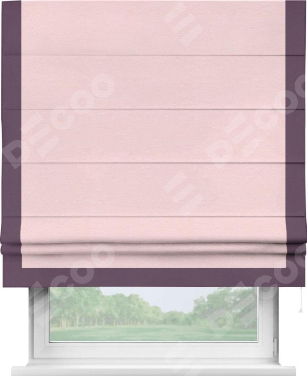Римская штора «Кортин» с кантом Виктория, для проема, ткань блэкаут однотонный розовый