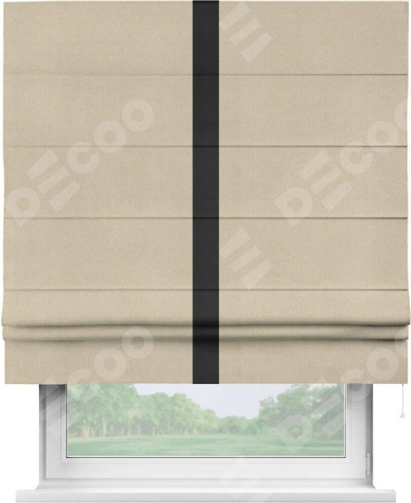 Римская штора «Кортин» с кантом Хайвэй, для проема, ткань блэкаут однотонный кофейно-бежевый