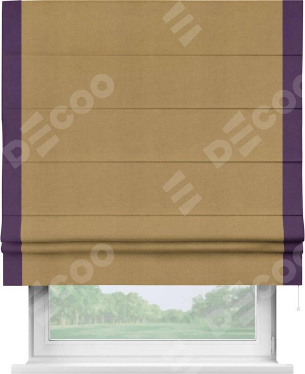 Римская штора «Кортин» с кантом Стрим Дуо, для проема, ткань вельвет горчица