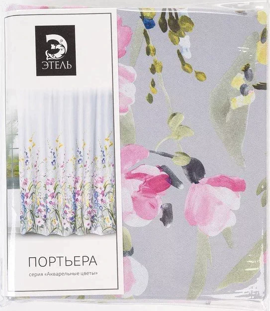 Штора портьерная Этель "Акварель" цв.розовый, 250*265см, пл. 210 г/м2, 100 п/э