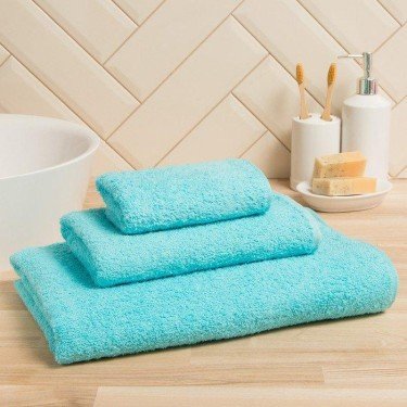 Полотенце махровое Экономь и Я 70*140 см, цв. голубой, 100% хлопок, 350 гр/м2