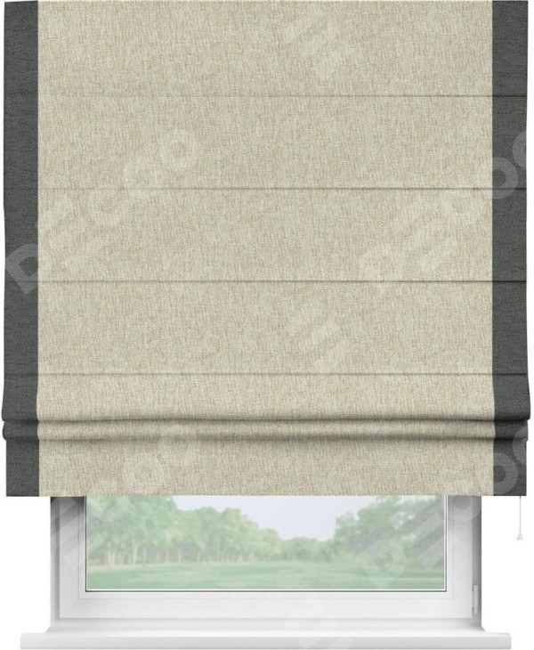 Римская штора «Кортин» с кантом Стрим Дуо, для проема, ткань стиф димаут светло-бежевый