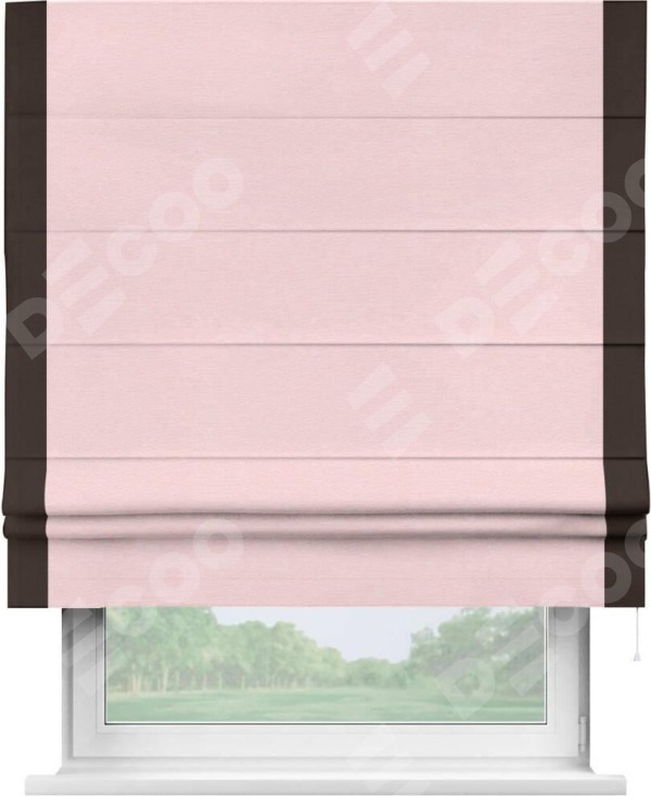Римская штора «Кортин» с кантом Стрим Дуо, для проема, ткань блэкаут однотонный розовый