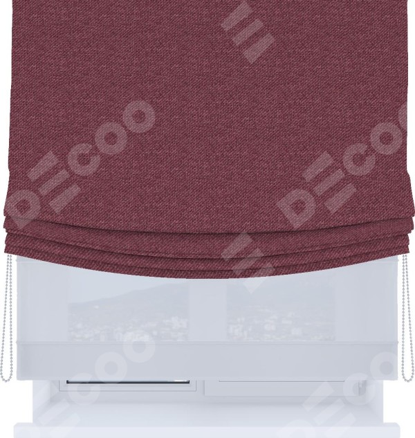 Римская штора «Кортин», день-ночь с мягкими складками, лён димаут марсала