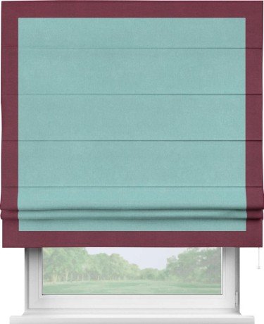 Римская штора «Кортин» с кантом Чесс, для проема, ткань вельвет тиффани