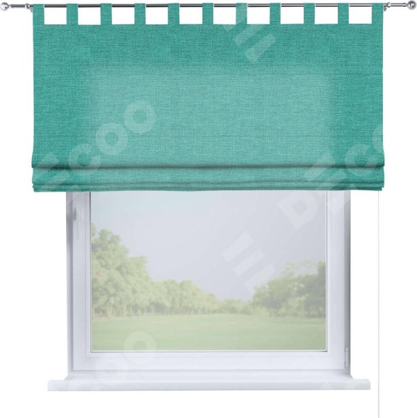 Римская штора на петлях «Кортин», ткань лён изумрудный