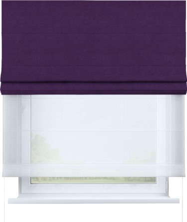 Римская штора «Кортин» день-ночь, ткань вельвет тёмно-фиолетовый