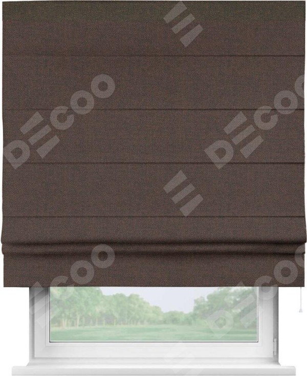 Римская штора «Кортин» с кантом Кинг, для проема, ткань лён коричневый