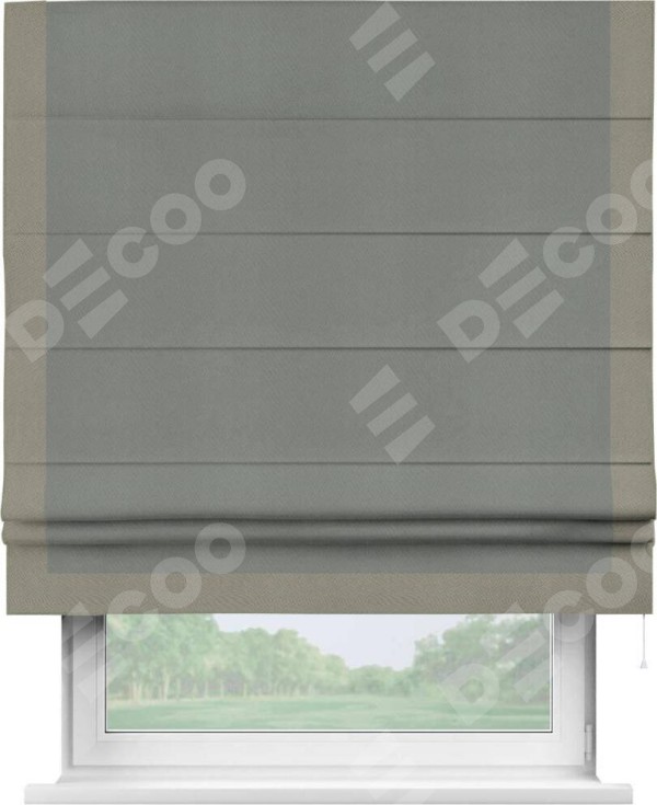 Римская штора «Кортин» с кантом Виктория, для проема, ткань блэкаут однотонный тёмно-серый