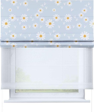 Римская штора «Кортин» день-ночь «Летние ромашки»
