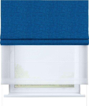 Римская штора день-ночь, лён синий