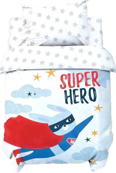Постельное бельё детское Крошка Я "Super hero", 112х147 см, 60х120+20 см, 40х60 см, 100% хлопок