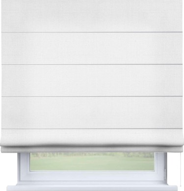 Римская штора «Кортин» для проема, ткань лён белый