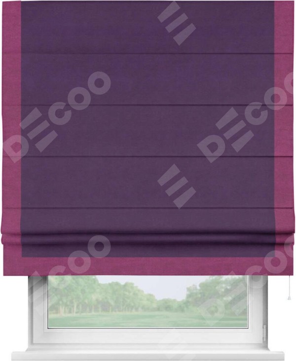 Римская штора «Кортин» с кантом Виктория, для проема, ткань вельвет темно-фиолетовый