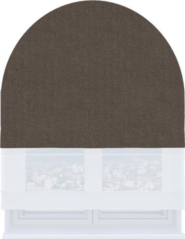 Римская штора «Кортин» день-ночь для арочного проёма, лён блэкаут коричневый