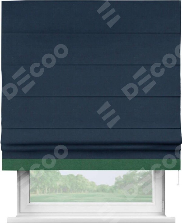 Римская штора с кантом Джестер, для проема, вельвет темно-синий