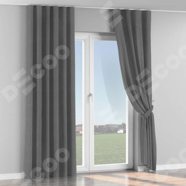 Комплект штор на тесьме «Волна», софт однотонный серый размер от 130 см