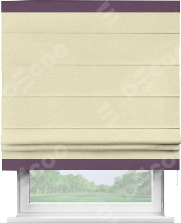 Римская штора «Кортин» с кантом Горизонт, для проема, ткань блэкаут однотонный бежевый