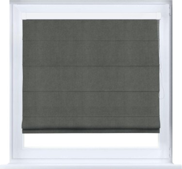 Римская штора «Кортин» кассетная, ткань вельвет тёмно-серый