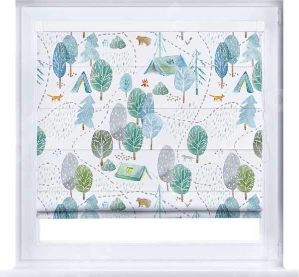 Римская штора «Кортин» кассетная «Лесистая местность»
