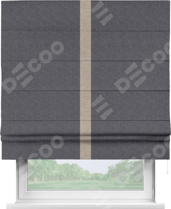 Римская штора «Кортин» с кантом Хайвэй, для проема, ткань софт однотонный графит