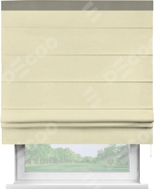 Римская штора «Кортин» с кантом Кинг, для проема, ткань блэкаут однотонный бежевый