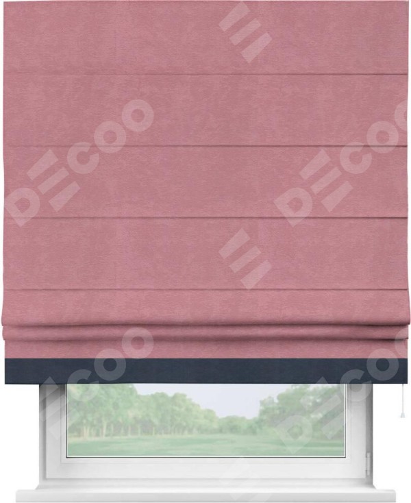 Римская штора «Кортин» с кантом Джестер, для проема, ткань софт однотонный розовый