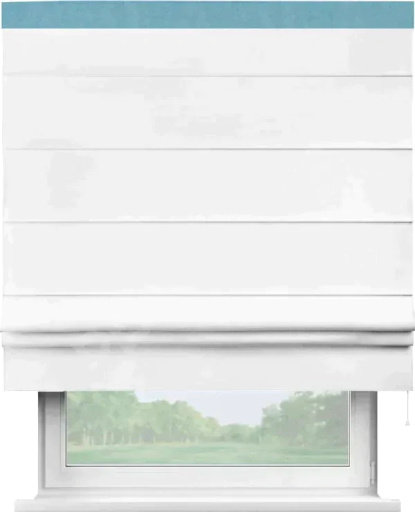 Римская штора «Кортин» с кантом Кинг, для проема, ткань вельвет белоснежный