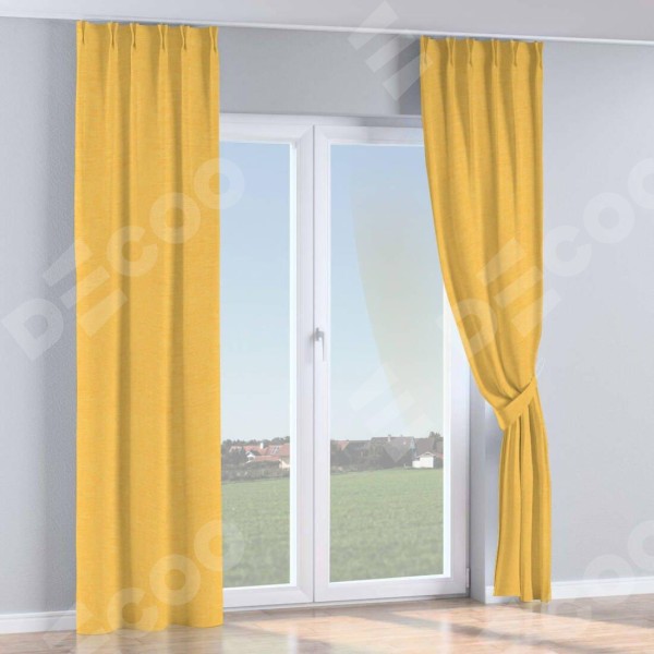 Комплект штор на тесьме «Кустик», лён желтый
