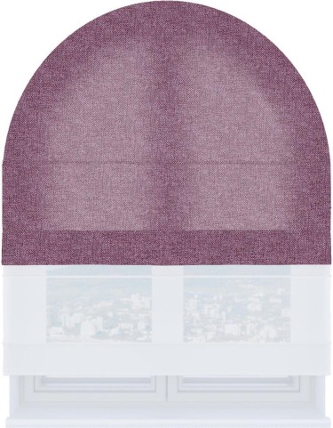 Римская штора «Кортин» день-ночь для арочного проёма, ткань лён кашемир сиреневый