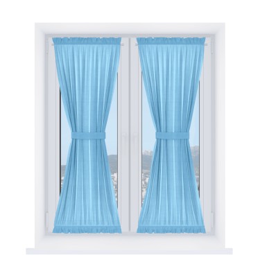 Штора песочные часы «Кортин» вельвет голубой