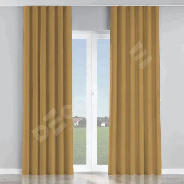 Комплект штор на тесьме «Волна», вельвет горчица