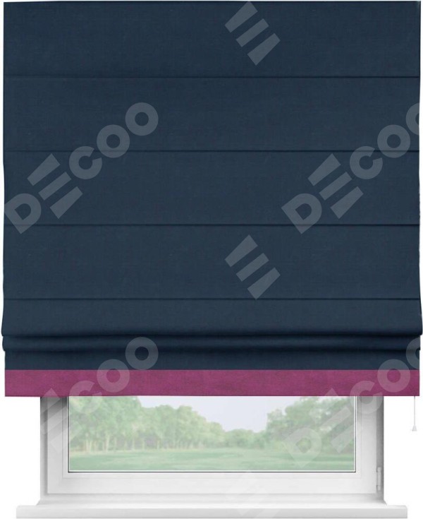 Римская штора с кантом Джестер, для проема, вельвет темно-синий