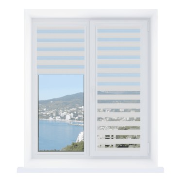 Рулонная штора День-ночь Уни 2 Metalic белый, размеры от 20 до 120 см