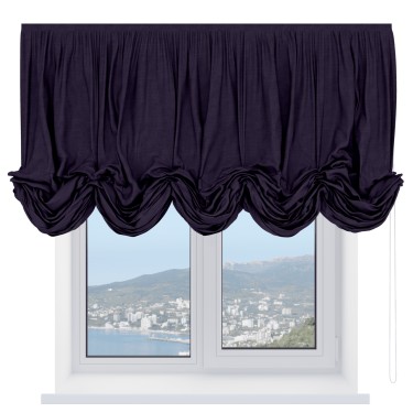 Австрийская штора «Кортин», ткань вельвет тёмно-фиолетовый