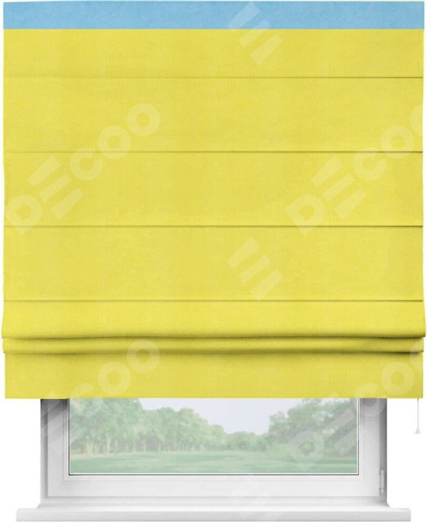 Римская штора «Кортин» с кантом Кинг, для проема, ткань вельвет cветло-желтый