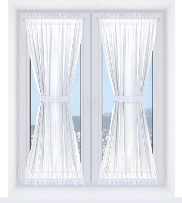 Штора песочные часы «Кортин», ткань лён белый