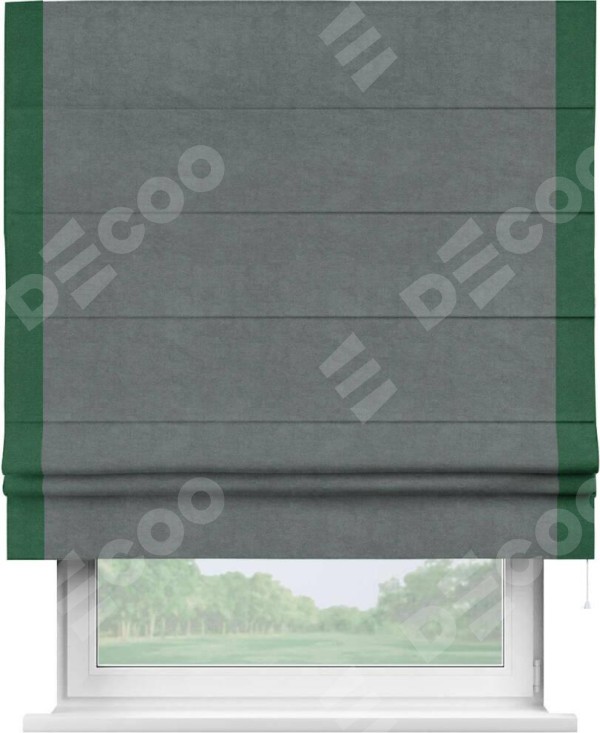 Римская штора «Кортин» с кантом Стрим Дуо, для проема, ткань вельвет серый