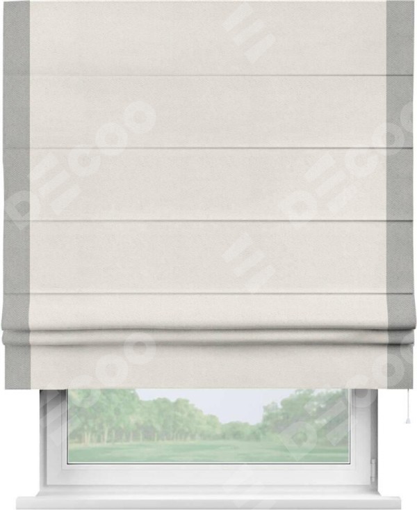 Римская штора «Кортин» с кантом Стрим Дуо, для проема, ткань блэкаут с блеском светло-серый