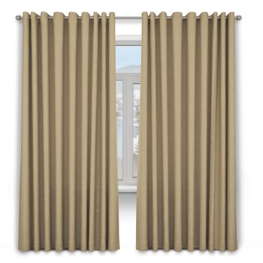 Шторы на люверсах ткань лён димаут, тёмно-бежевый