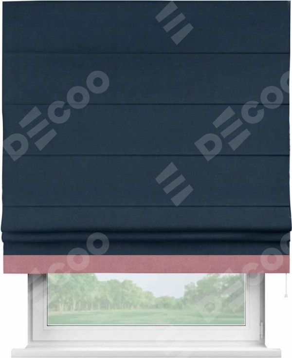 Римская штора с кантом Джестер, для проема, вельвет темно-синий