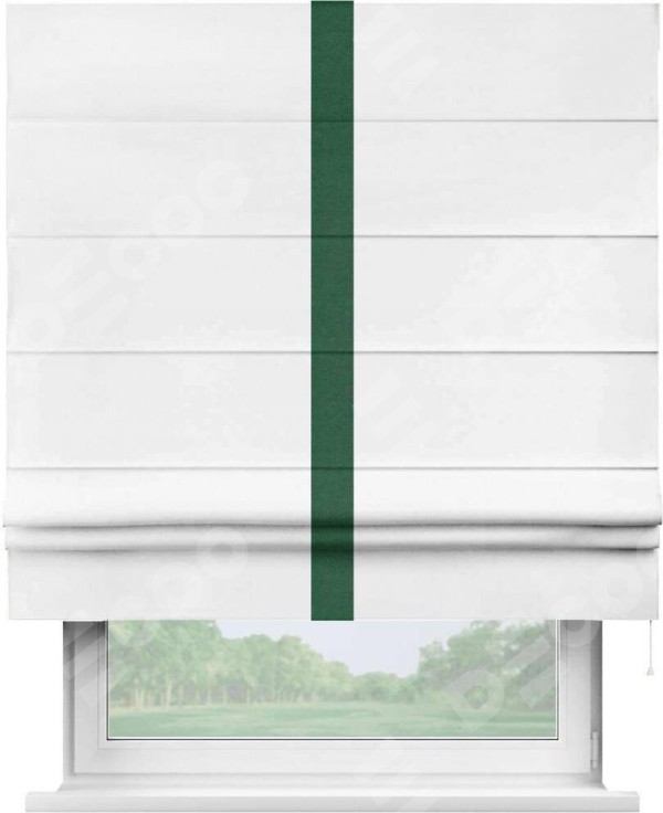 Римская штора «Кортин» с кантом Хайвэй, для проема, ткань вельвет белый