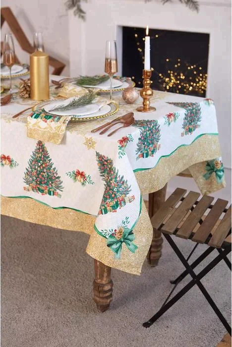 Скатерть  Этель "Golden Christmas" скатерть 150*110 +/-3см с ГМВО, 100%хл, 190г/м2